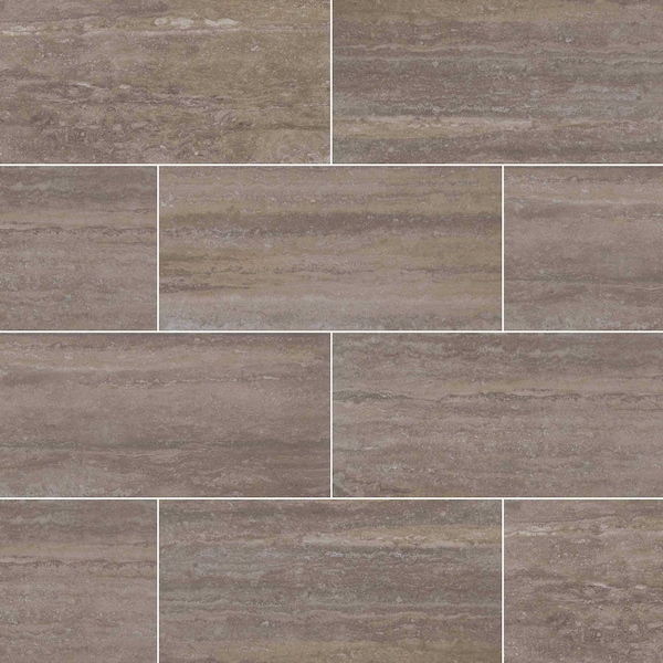 Veneto Noce 12 In. X 24 In. Glazed Porcelain Floor And Wall Tile, 8PK